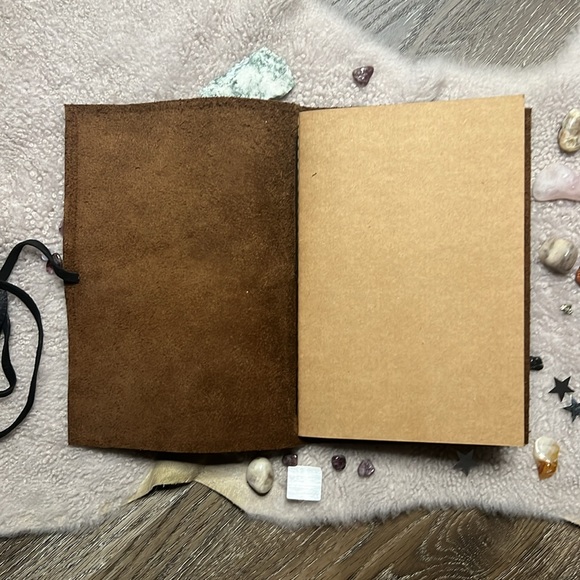 Hand Crafted Hand Made Laser engraved Leather Journal with Sun and Moon Design - Picture 6 of 12